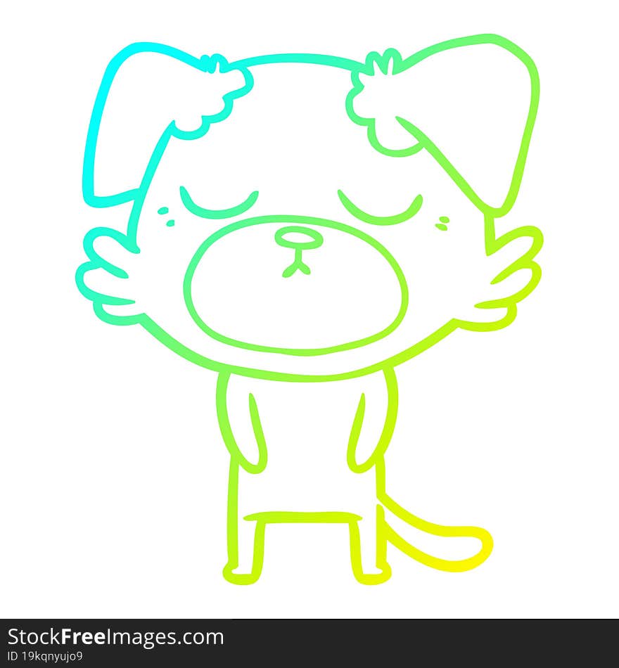 cold gradient line drawing of a cute cartoon dog