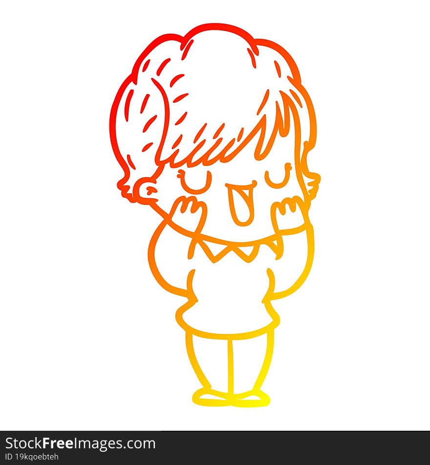 warm gradient line drawing of a cartoon woman talking