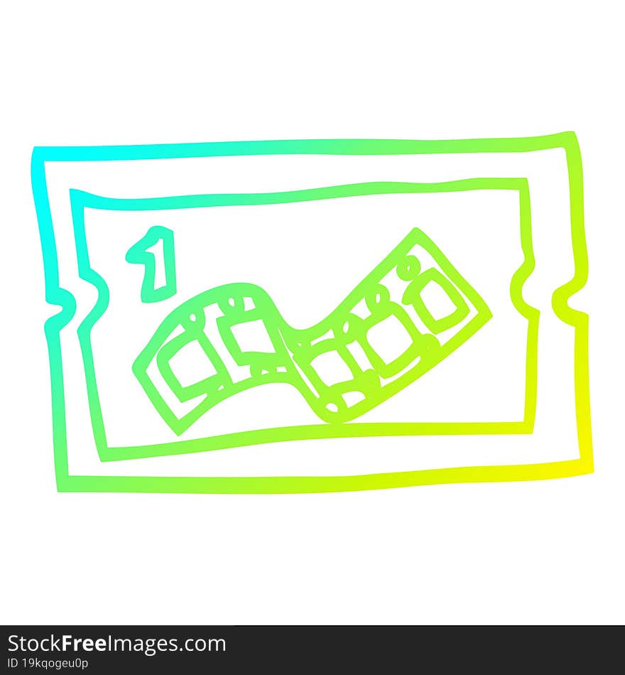 cold gradient line drawing cartoon movie ticket