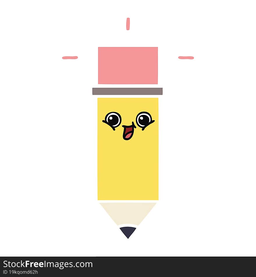 flat color retro cartoon of a pencil