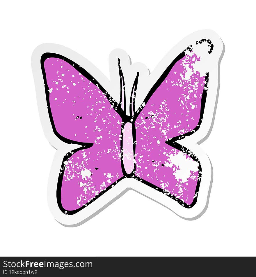 retro distressed sticker of a cartoon butterfly symbol