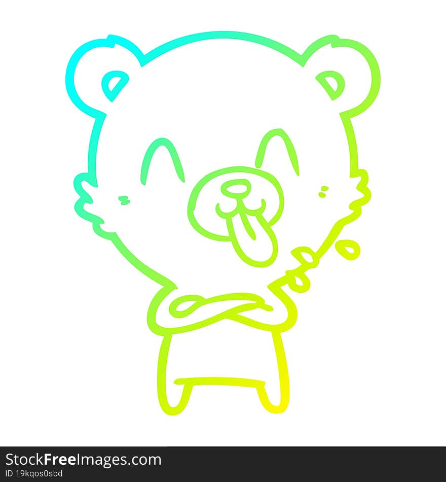 Cold Gradient Line Drawing Rude Cartoon Bear