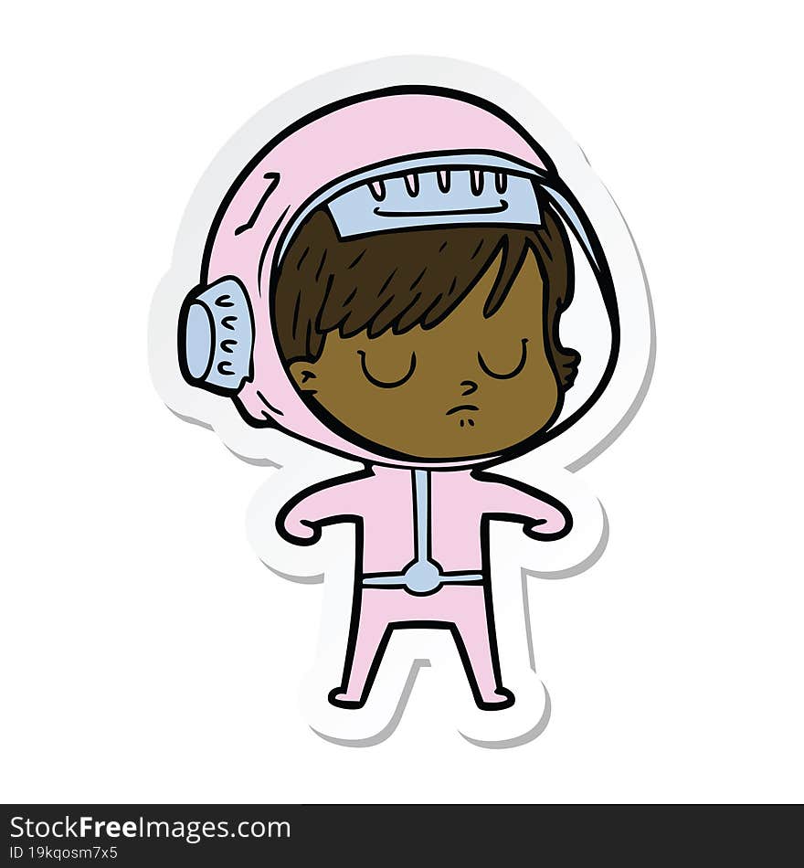 sticker of a cartoon astronaut woman