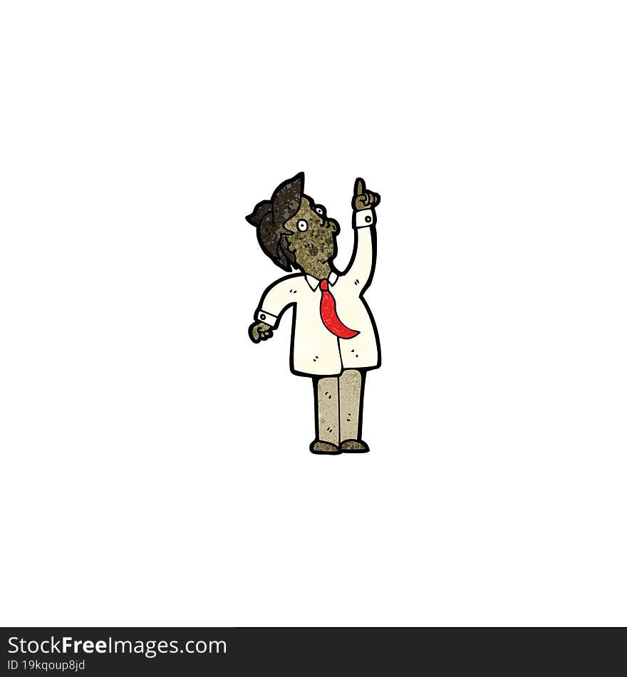 Cartoon Man Pointing Upwards