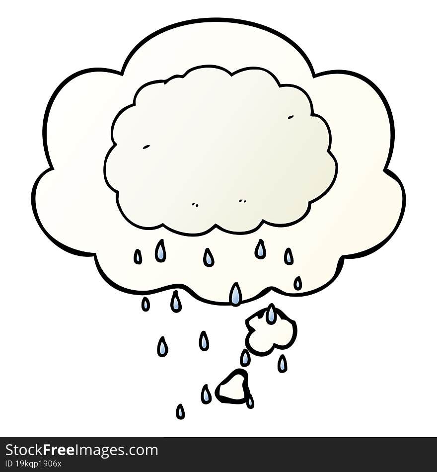 cartoon rain cloud and thought bubble in smooth gradient style