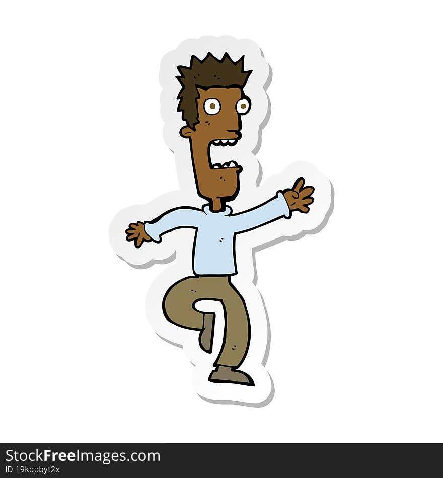 sticker of a cartoon shrieking man