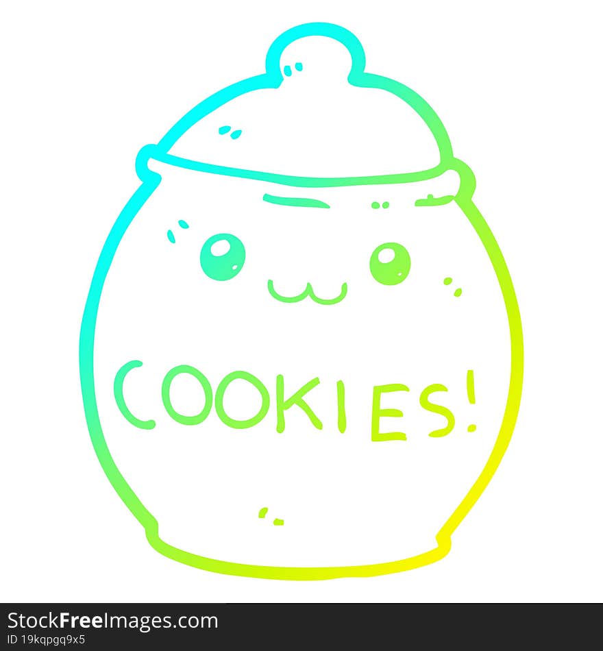 Cold Gradient Line Drawing Cartoon Cookie Jar