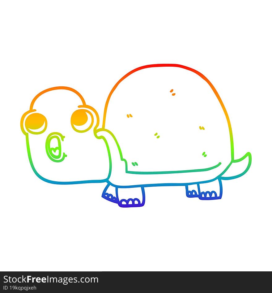 Rainbow Gradient Line Drawing Cartoon Shocked Turtle