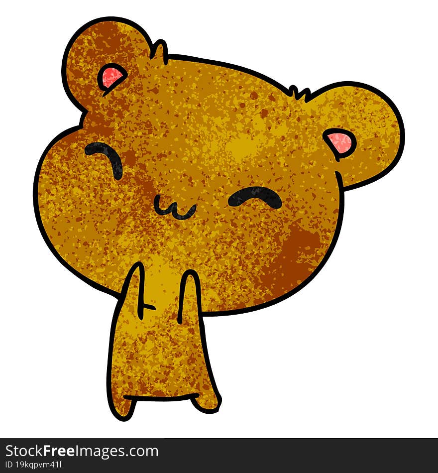 textured cartoon illustration kawaii cute teddy bear. textured cartoon illustration kawaii cute teddy bear