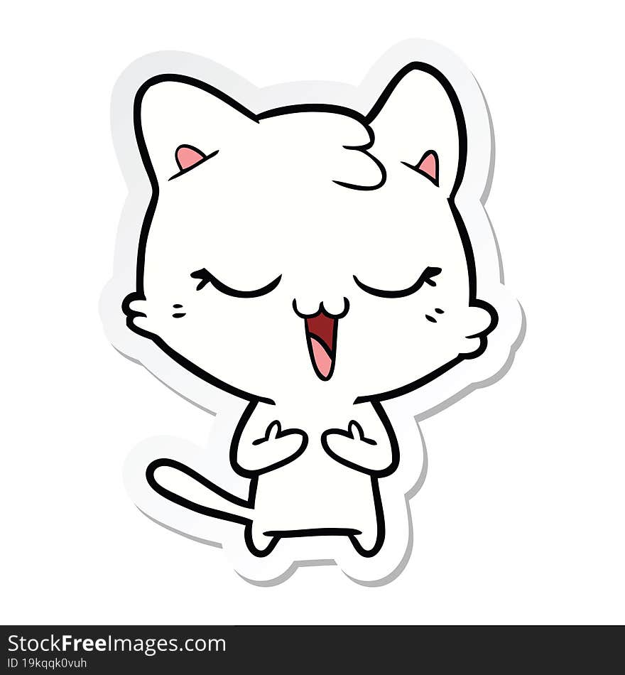 sticker of a happy cartoon cat