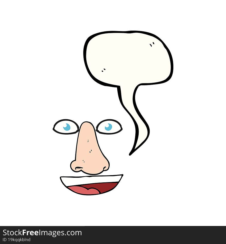 freehand drawn speech bubble cartoon facial features