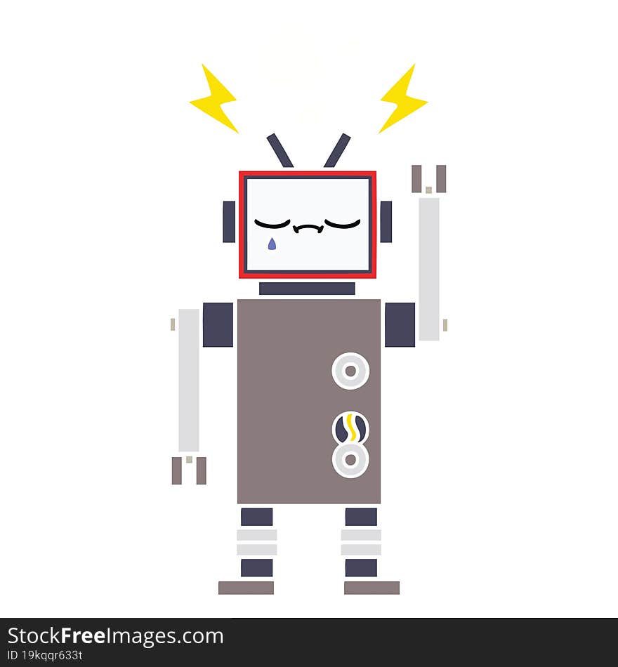 flat color retro cartoon of a robot