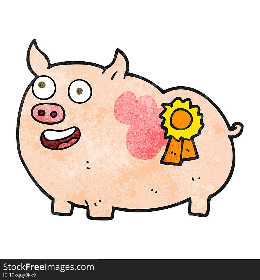 Textured Cartoon Prize Winning Pig