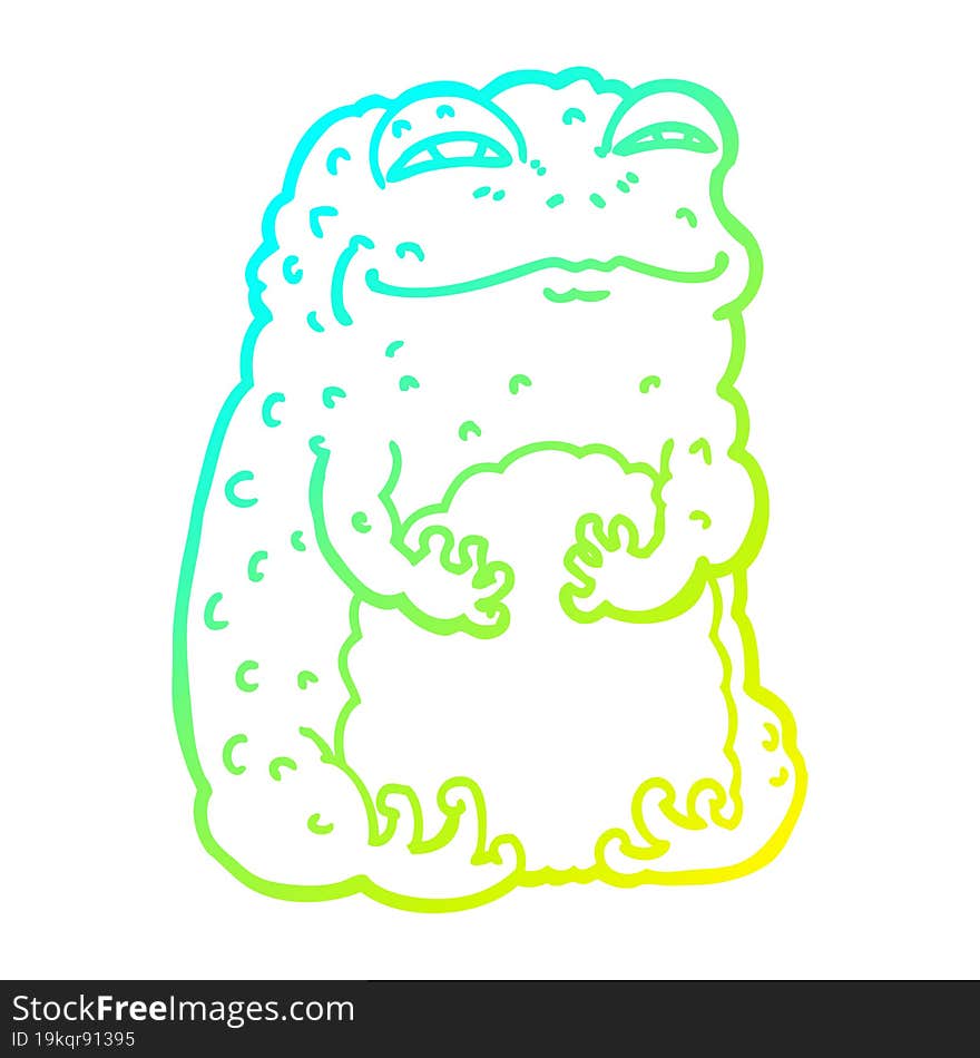 cold gradient line drawing cartoon smug toad