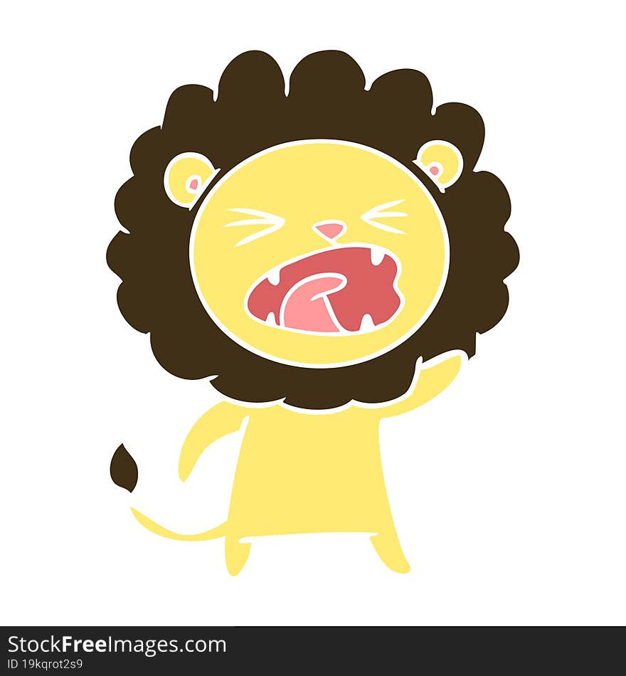 flat color style cartoon angry lion