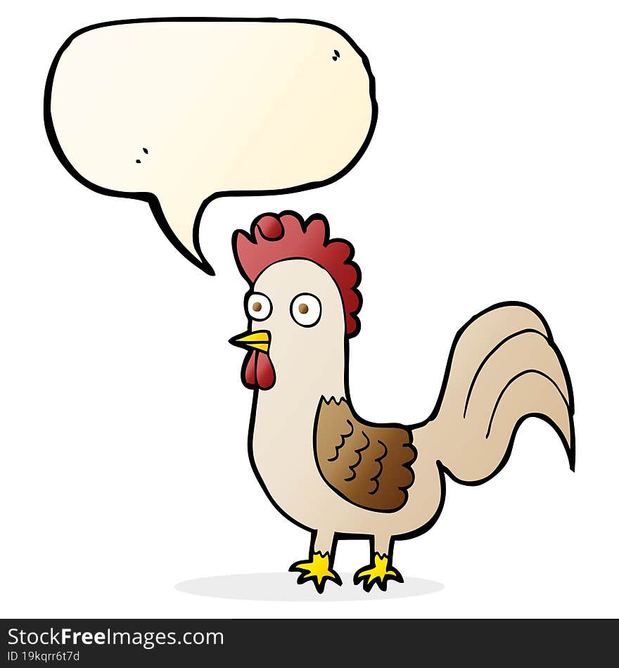 cartoon rooster with speech bubble