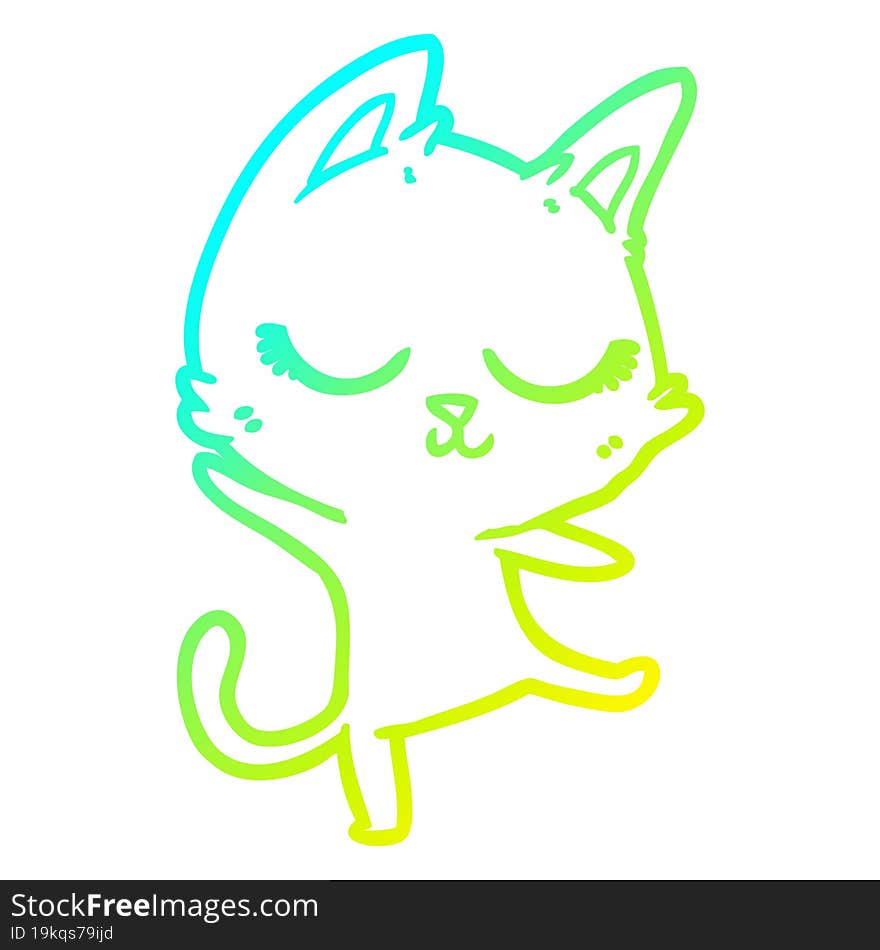 cold gradient line drawing calm cartoon cat