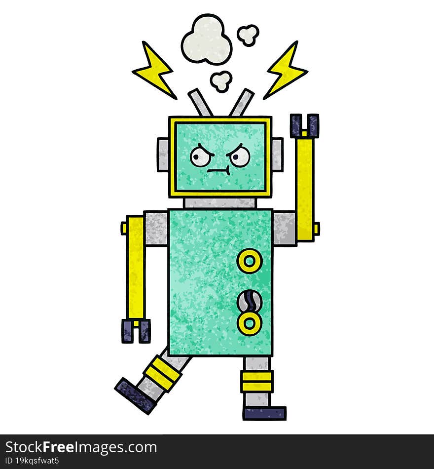 Retro Grunge Texture Cartoon Robot