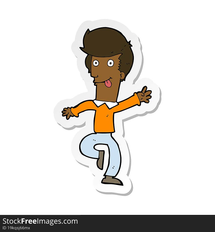 sticker of a cartoon man dancing