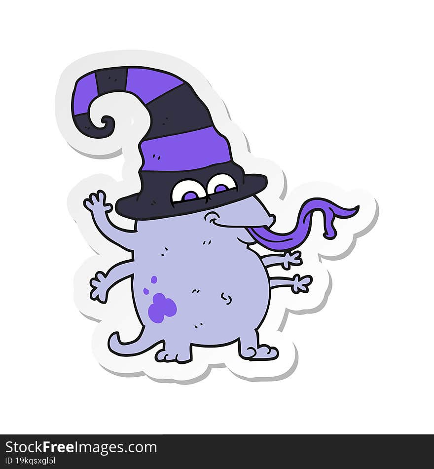 Sticker Of A Cartoon Halloween Alien