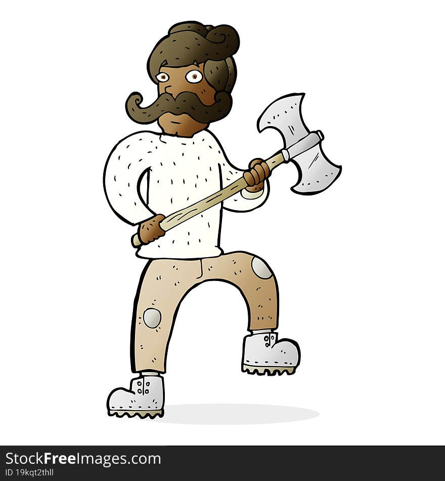 cartoon man with axe