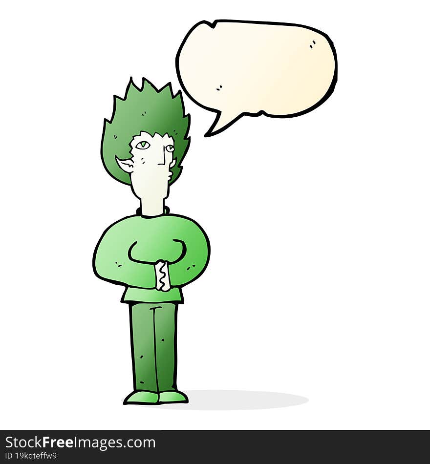 Cartoon Vampire Man With Speech Bubble