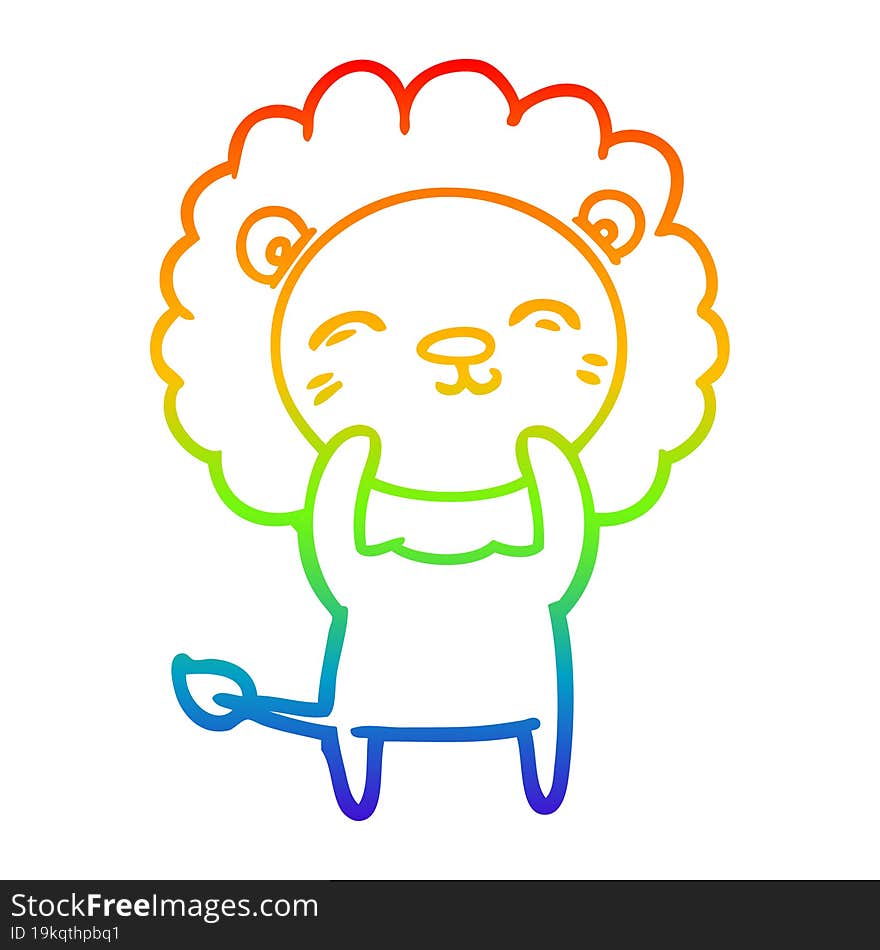 rainbow gradient line drawing cartoon lion