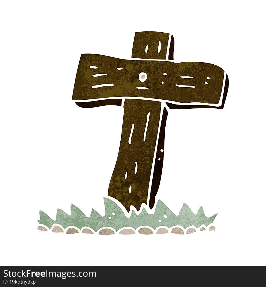 cartoon wooden cross grave