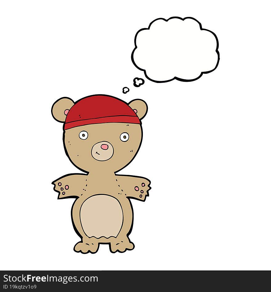 cartoon teddy bear with thought bubble