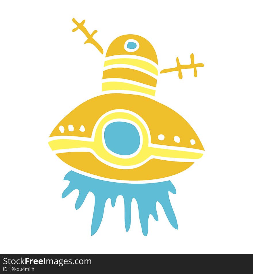 cartoon doodle alien spaceship