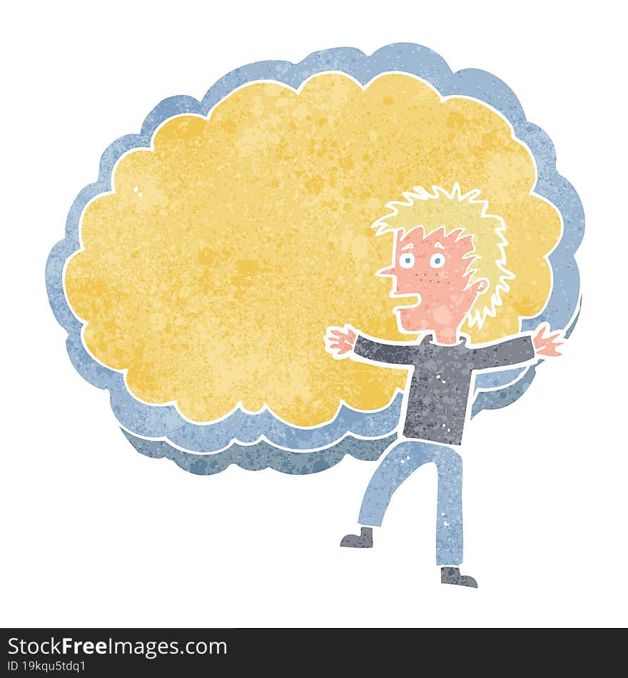 cartoon man with text space cloud