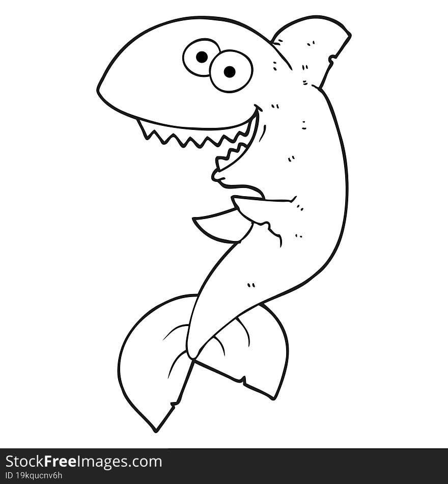 Black And White Cartoon Shark