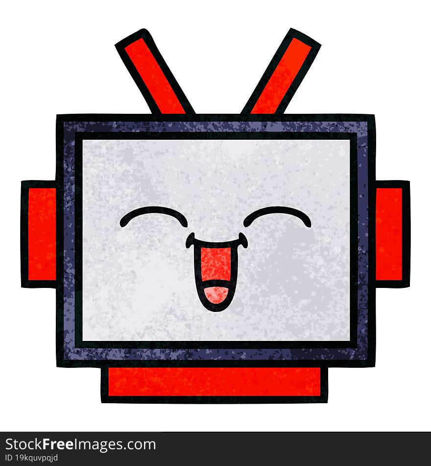 retro grunge texture cartoon robot head