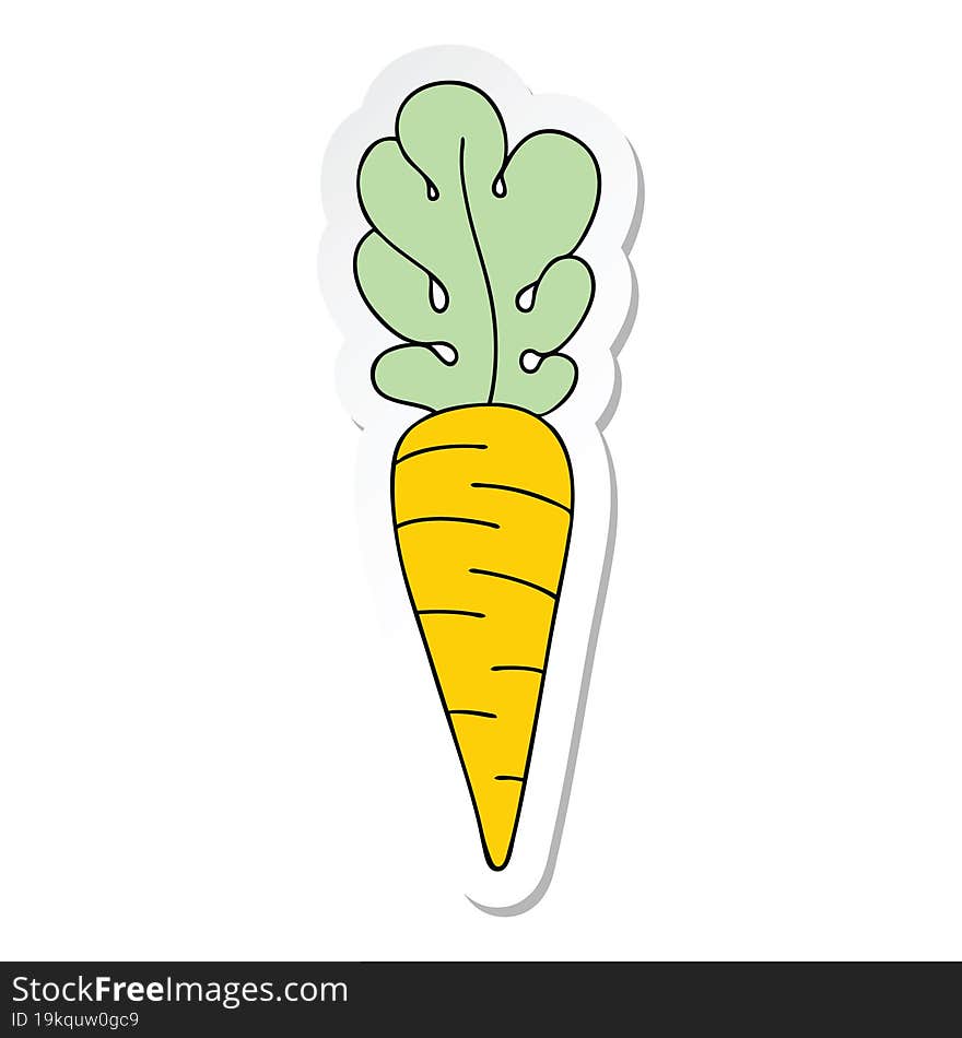 Sticker Of A Quirky Hand Drawn Cartoon Carrot