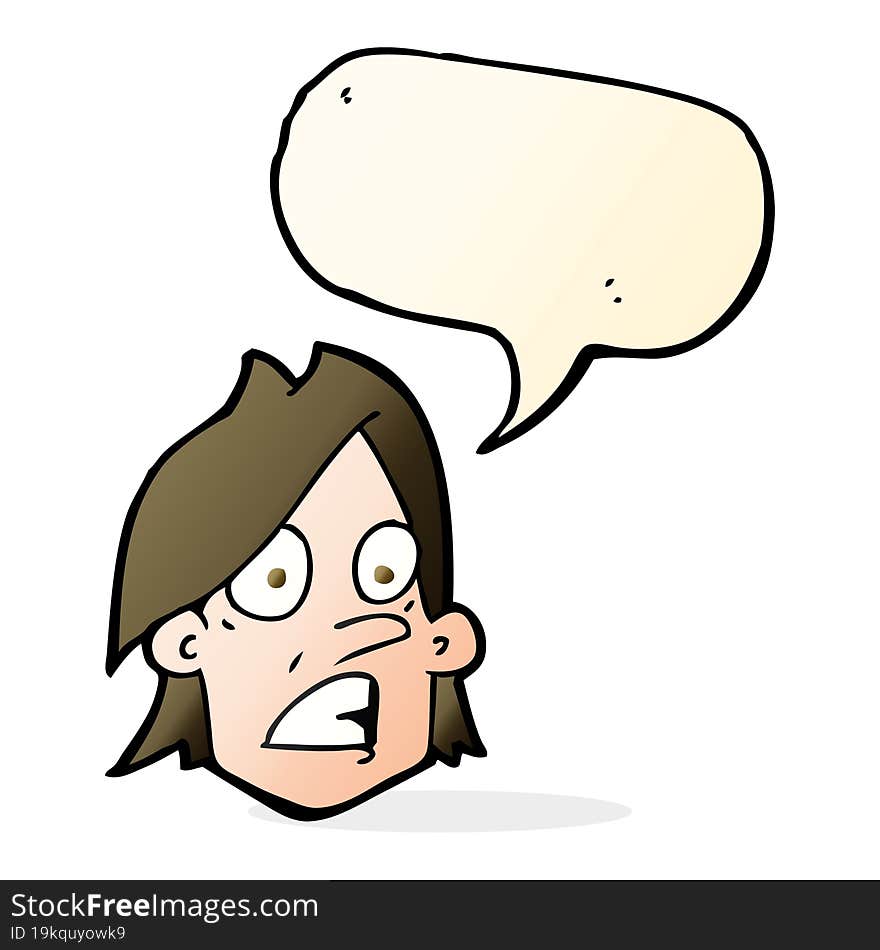 Cartoon Frightened Face With Speech Bubble