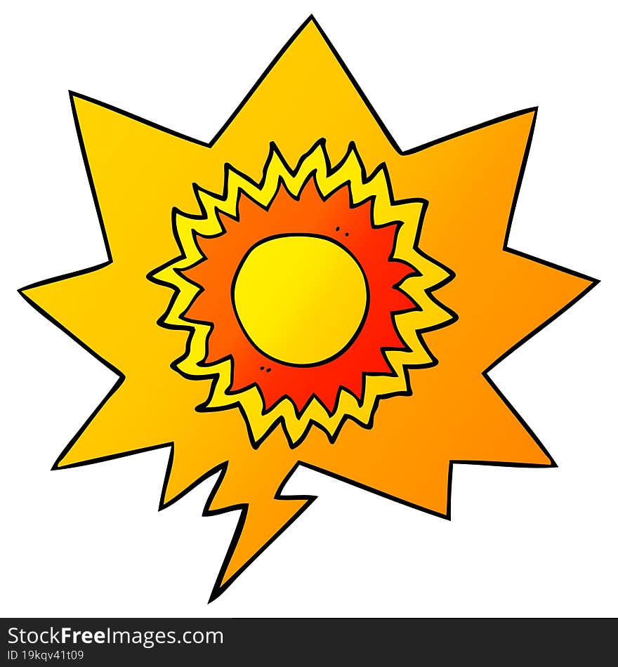 Cartoon Sun And Speech Bubble In Smooth Gradient Style