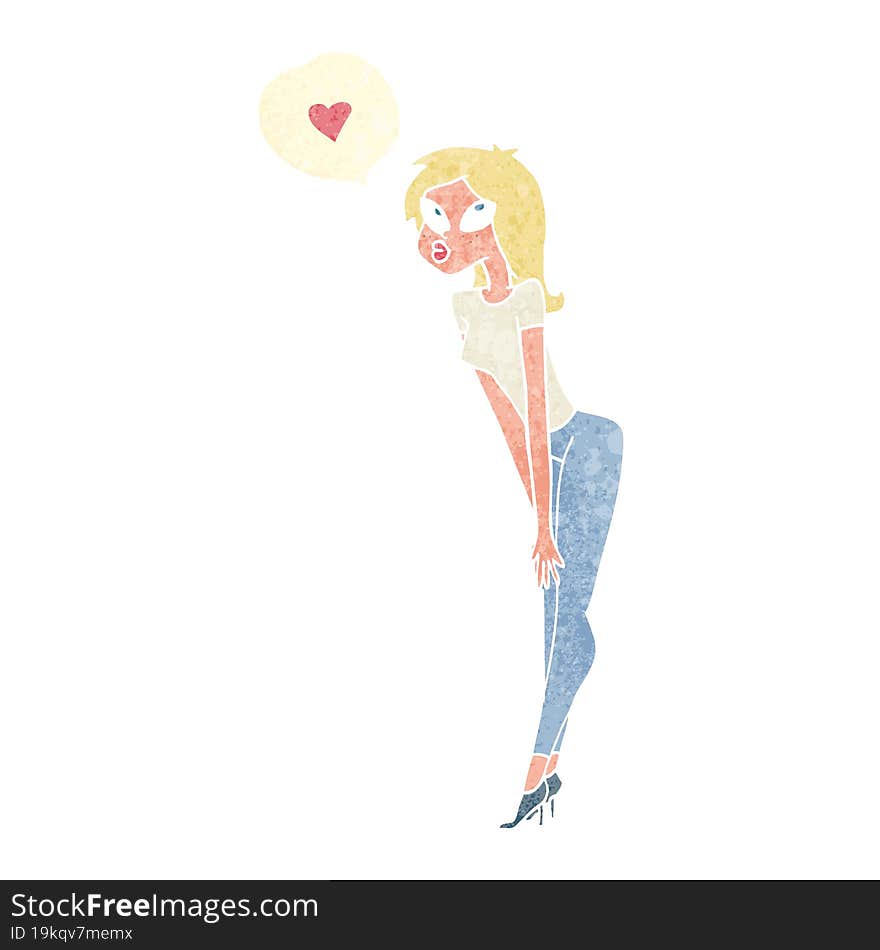 cartoon woman with love heart