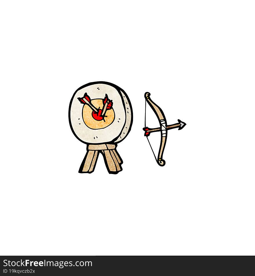 Archery Target And Bow Cartoon