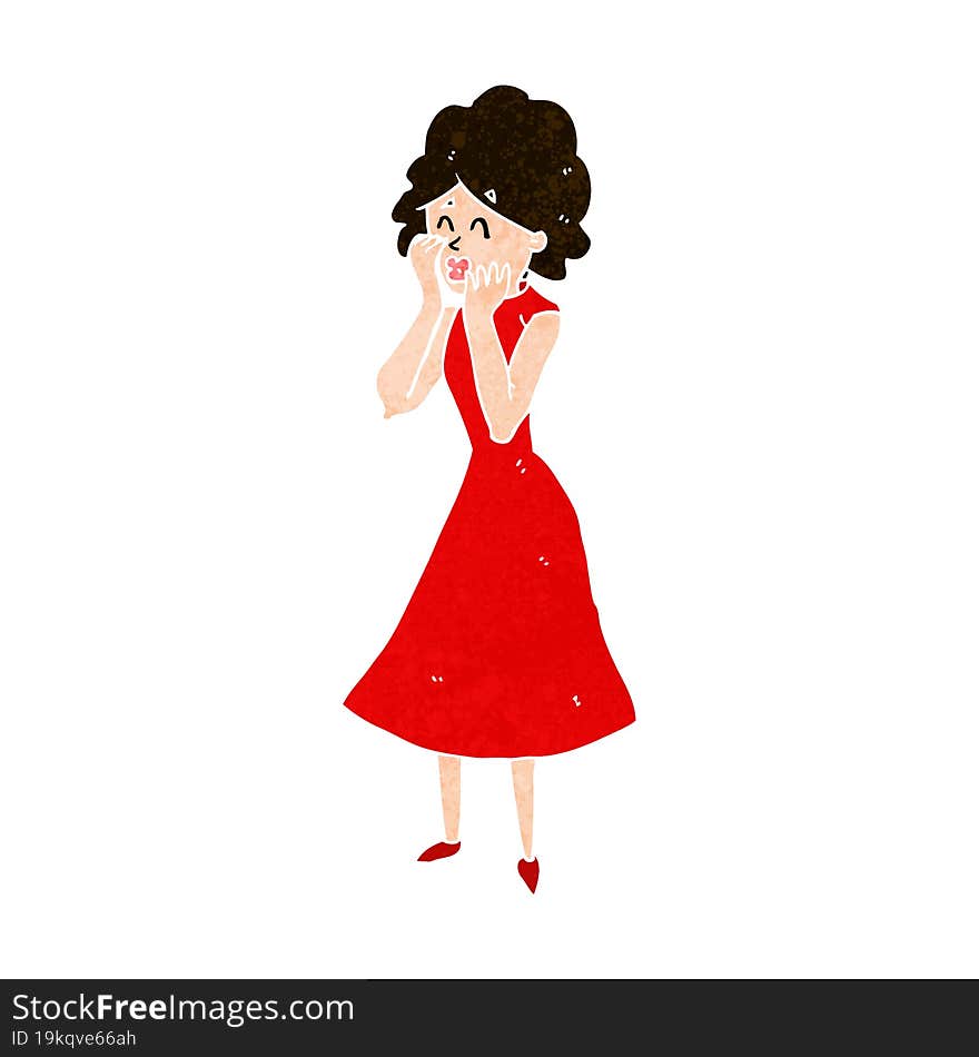 cartoon worried woman