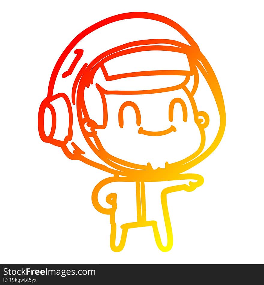 warm gradient line drawing happy cartoon astronaut man