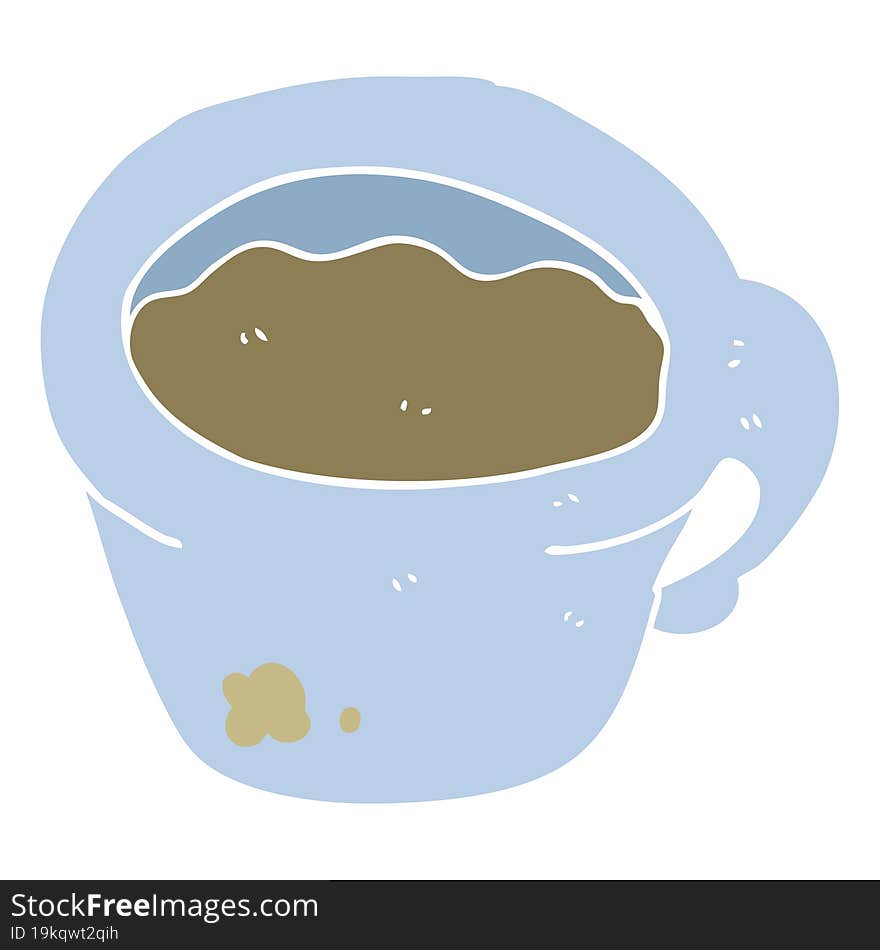 Flat Color Illustration Of A Cartoon Coffee Mug