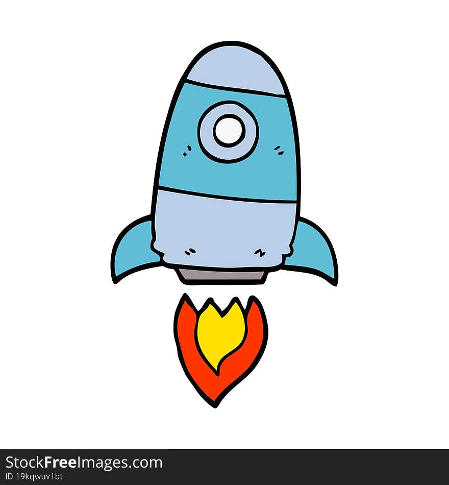 cartoon doodle space rocket