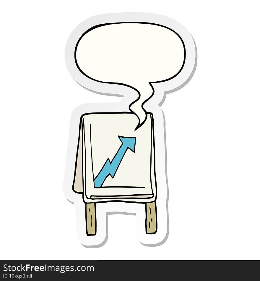 Cartoon Business Chart And Arrow And Speech Bubble Sticker