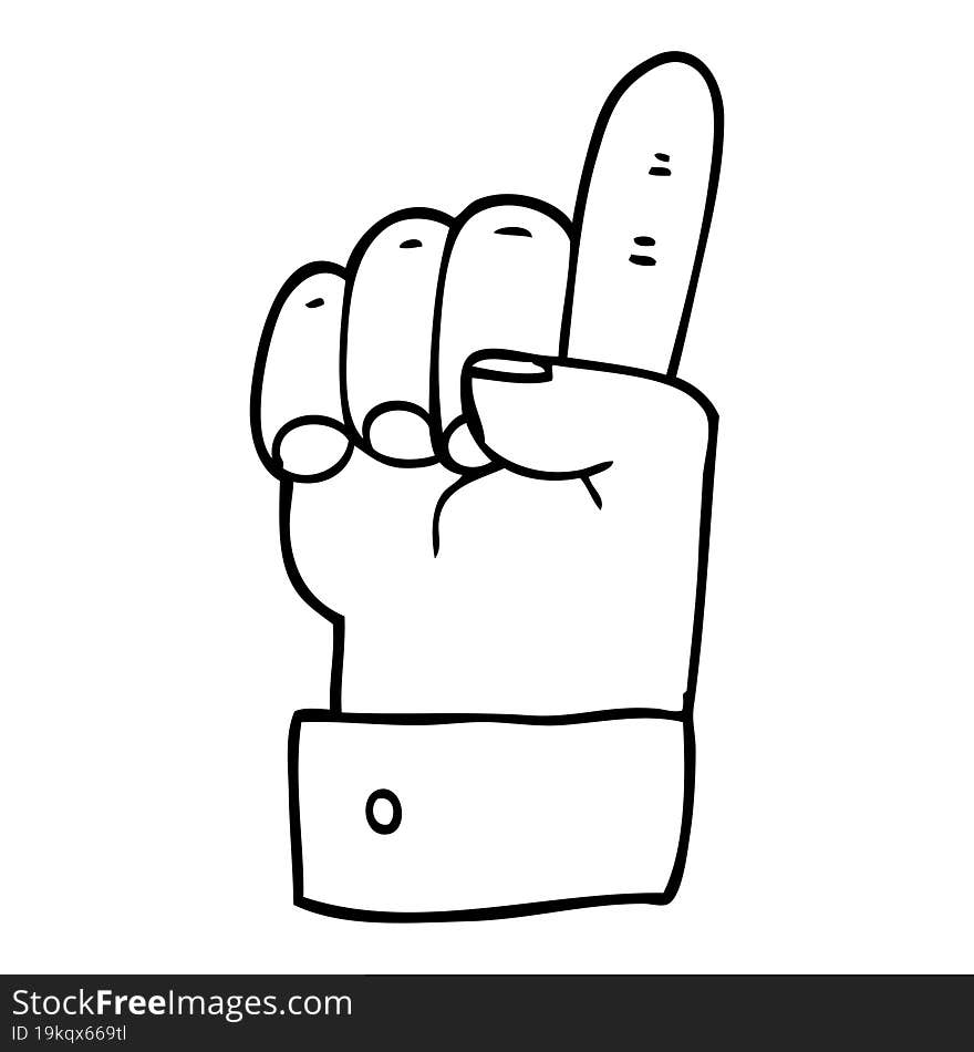 Line Drawing Cartoon Pointing Hand