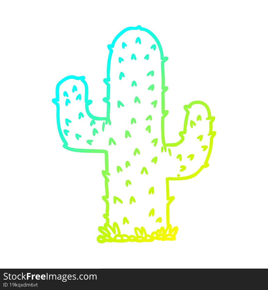 cold gradient line drawing cartoon cactus