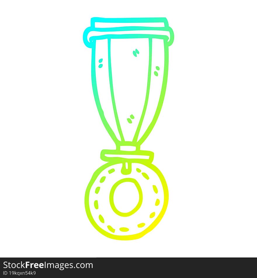 cold gradient line drawing cartoon medal