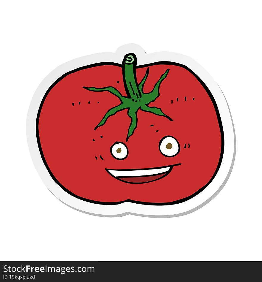 sticker of a cartoon tomato