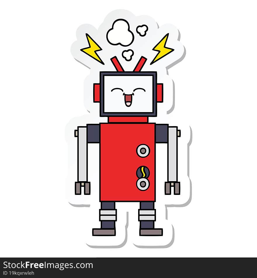 sticker of a cute cartoon robot