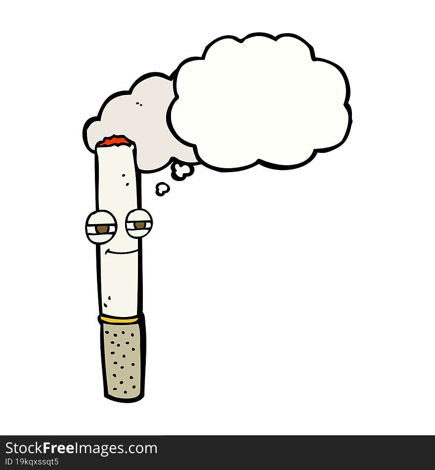 Cartoon Happy Cigarette With Thought Bubble