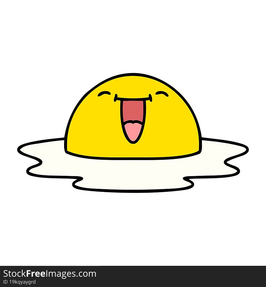 cartoon of a fried egg with face